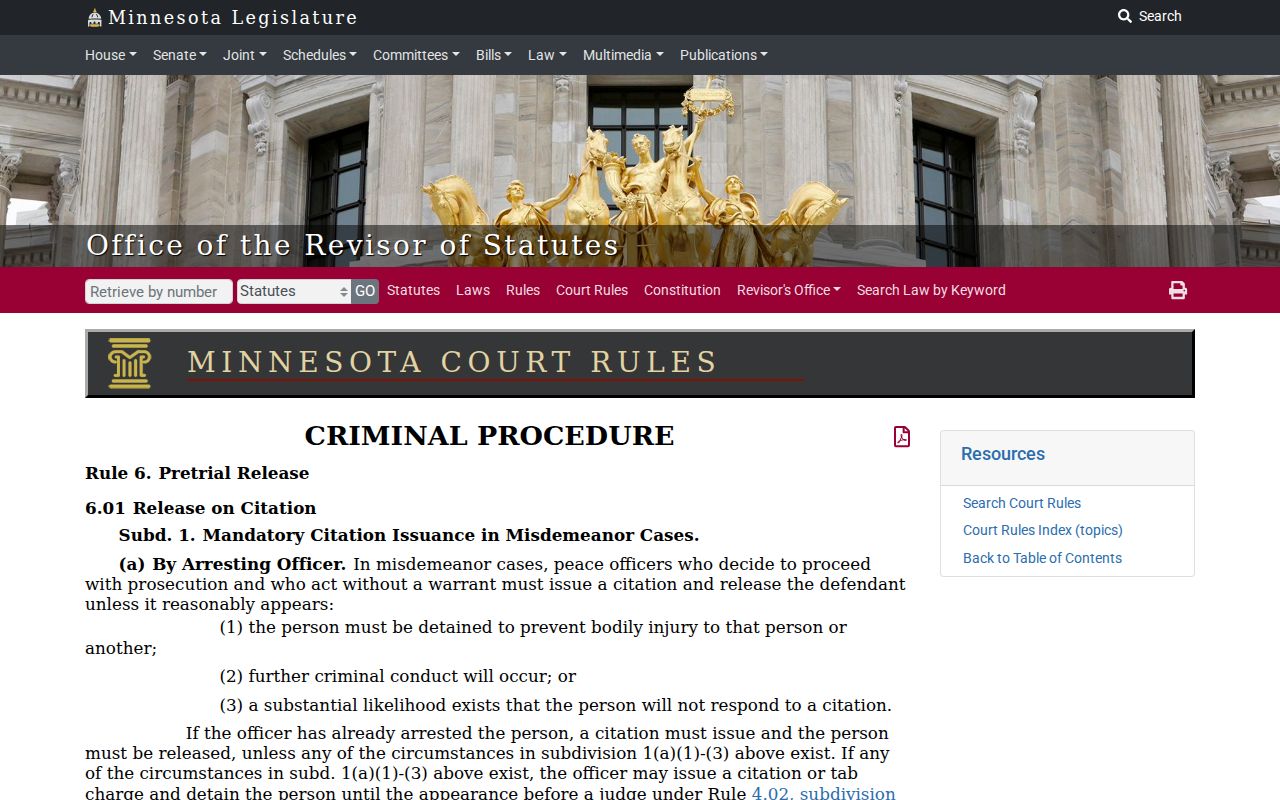 Minnesota release and release-condition warrant rule for Lac Qui Parle County bench warrants