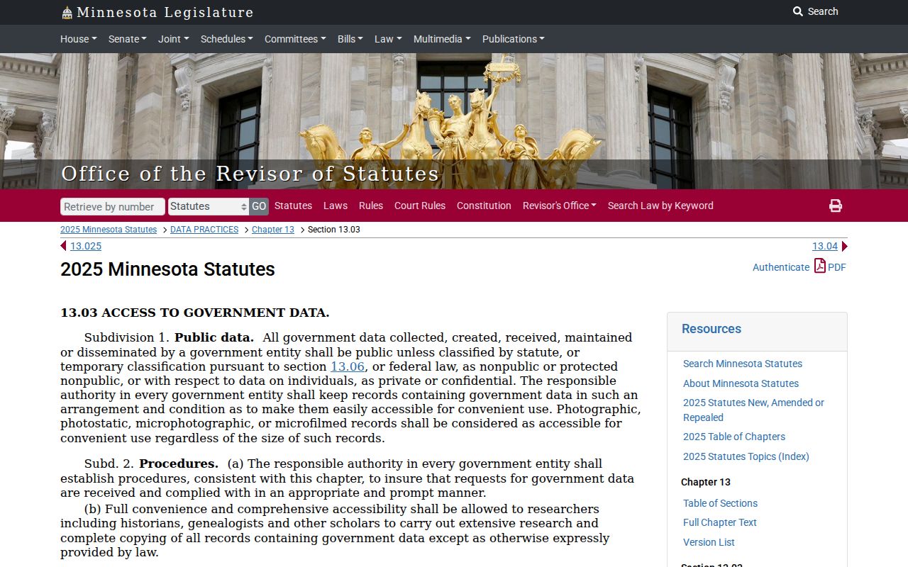 Minnesota public data inspection and copying rules used for Lac Qui Parle County warrant record requests
