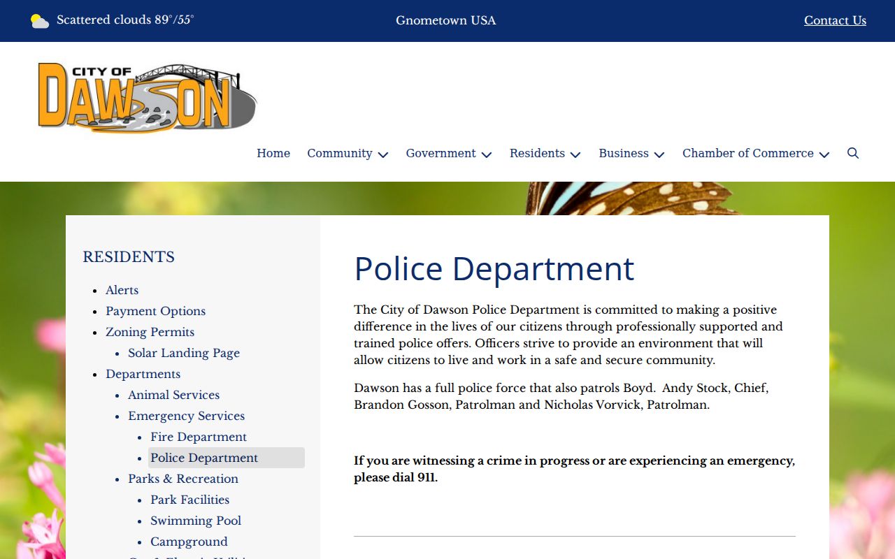 Dawson-Boyd Police Department contact page for Dawson and Boyd warrant service questions