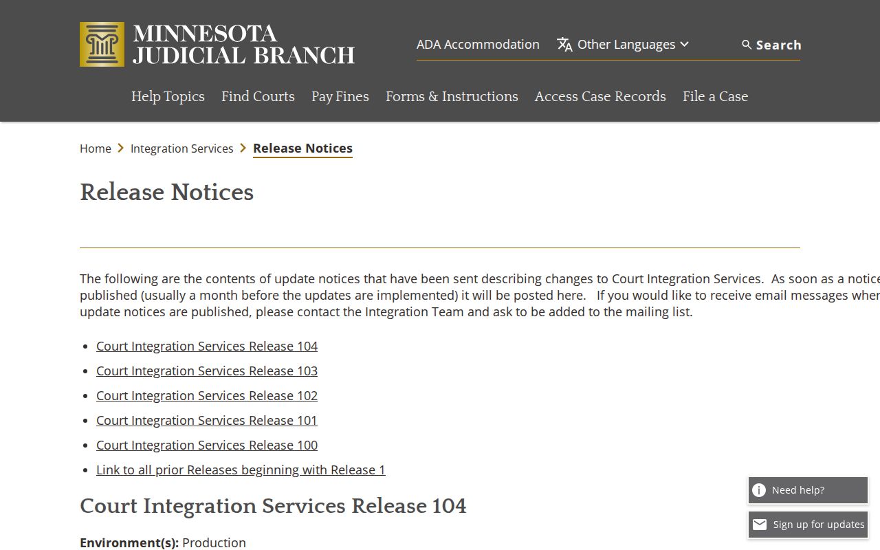 Minnesota court integration release notices about warrant notifications for Lac Qui Parle County agencies