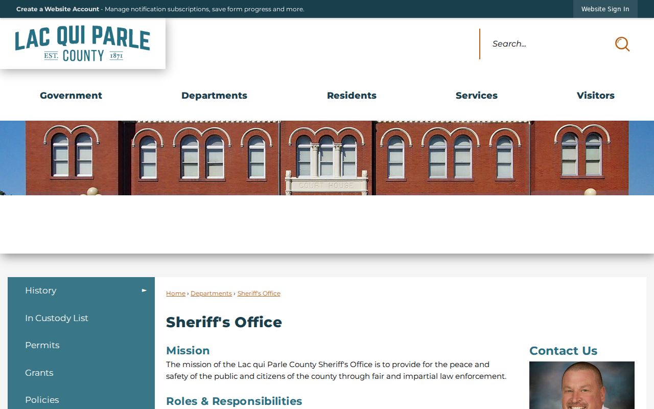 Lac Qui Parle County Sheriff's Office warrant service and Government Center contact page